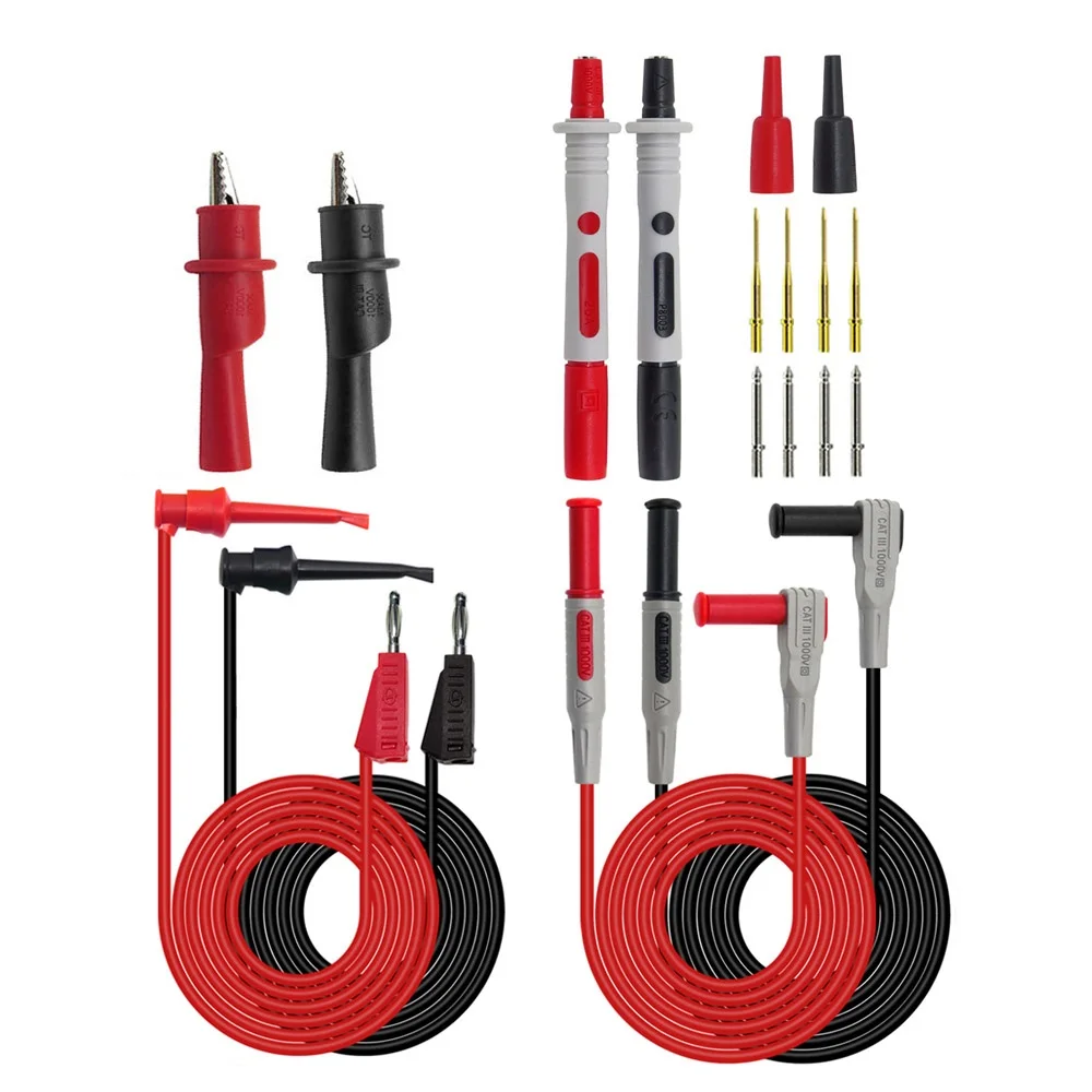 P1308B 18PCS Test Lead Kit 4MM Banana Plug To Test Hook Cable Replaceable Multimeter Probe Wire Probe Alligator Clip multimeter probe