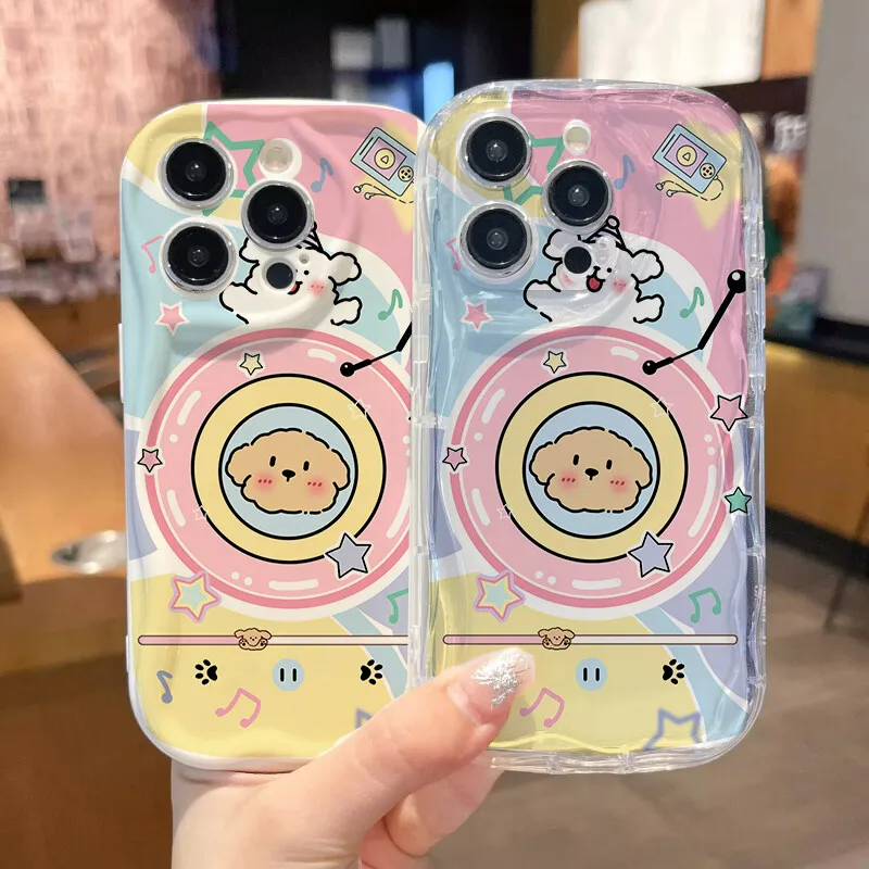 Cute Creative Music Cat Phone Case - Stylish Wave Cover Design