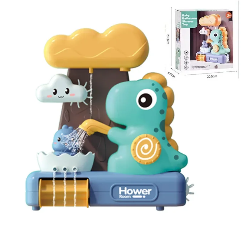 Baby Bath Toys for Age 1 2 3 Year Old Cartoon Dinosaur Shower Spray Toy Bathroom Play Water Suction Cup Spinner Toys for Kids