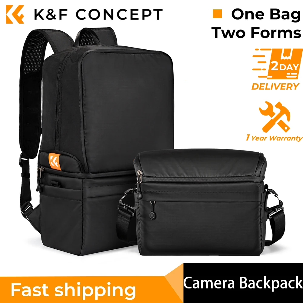 K & F 컨셉 접이식 카메라 가방, 사진 작가 비즈니스 카메라 배낭, 방수 여행 일상 가방, 크로스바디 카메라 가방