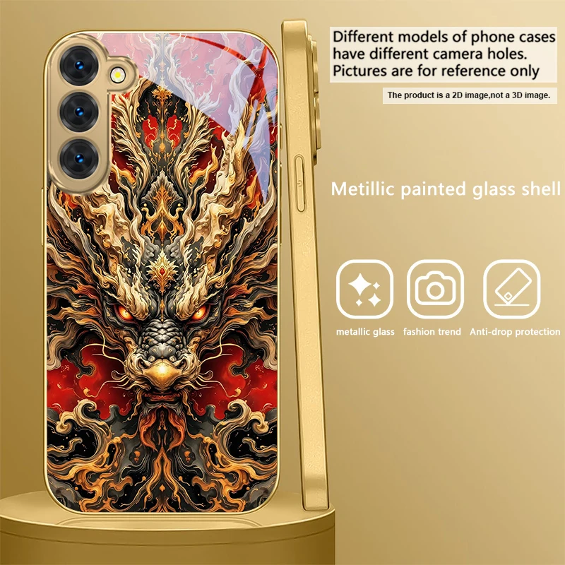 Majestic Golden Eastern Dragon Glass Phone Case