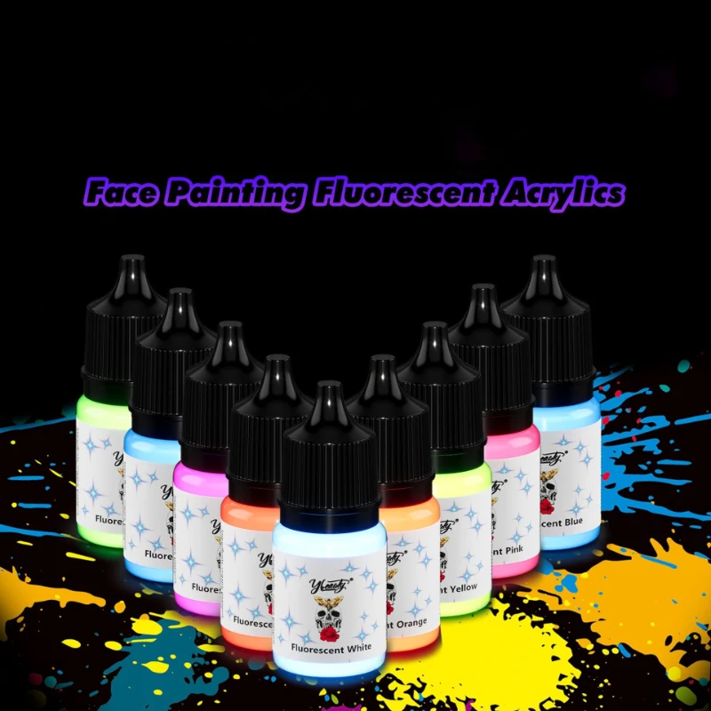 Inchiostro per tatuaggi fluorescente da 5 ml Colorante per tatuaggi a 8 colori Pigmento luminoso sicuro non tossico facile da colorare - immagine 3