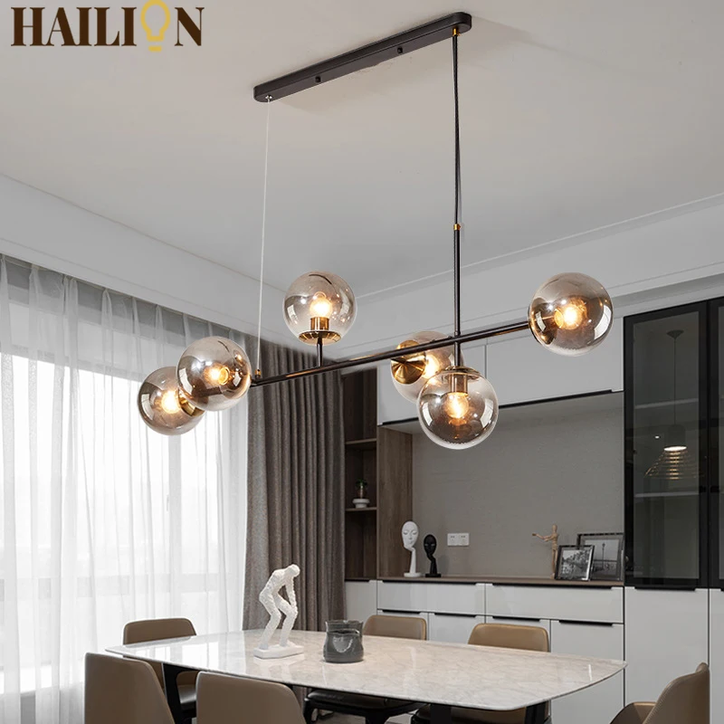 

Glass Ball Lampshade Pendant Lights for Kitchen Restaurant Living Room Hanging Lamp Fixture Suspension Lighting Chandeliers