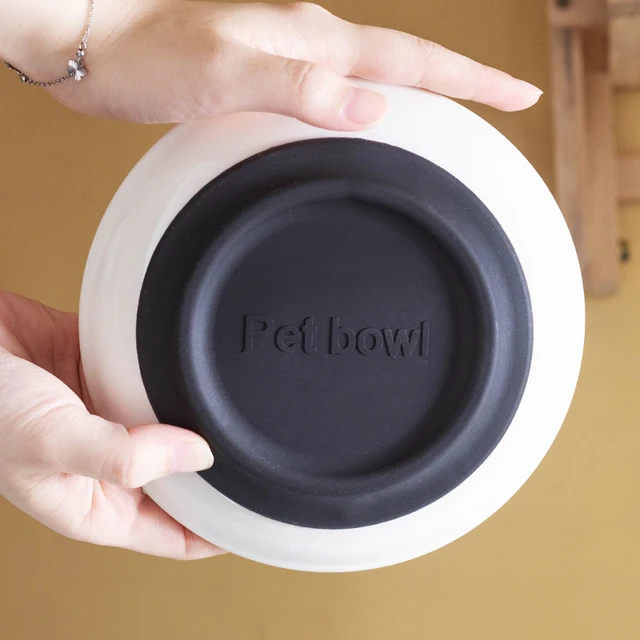 Ceramic Cat Food and Snack Bowl; Anti-Slip Silicone Pad; Cute Kitten Pet Supplies; Practical Pet Bowl 5