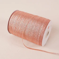Gold & Silver Glitter Silk Satin Ribbon - 10m x 3mm for Home & Party Decor, Gift Wrapping & DIY Crafts (Champagne)