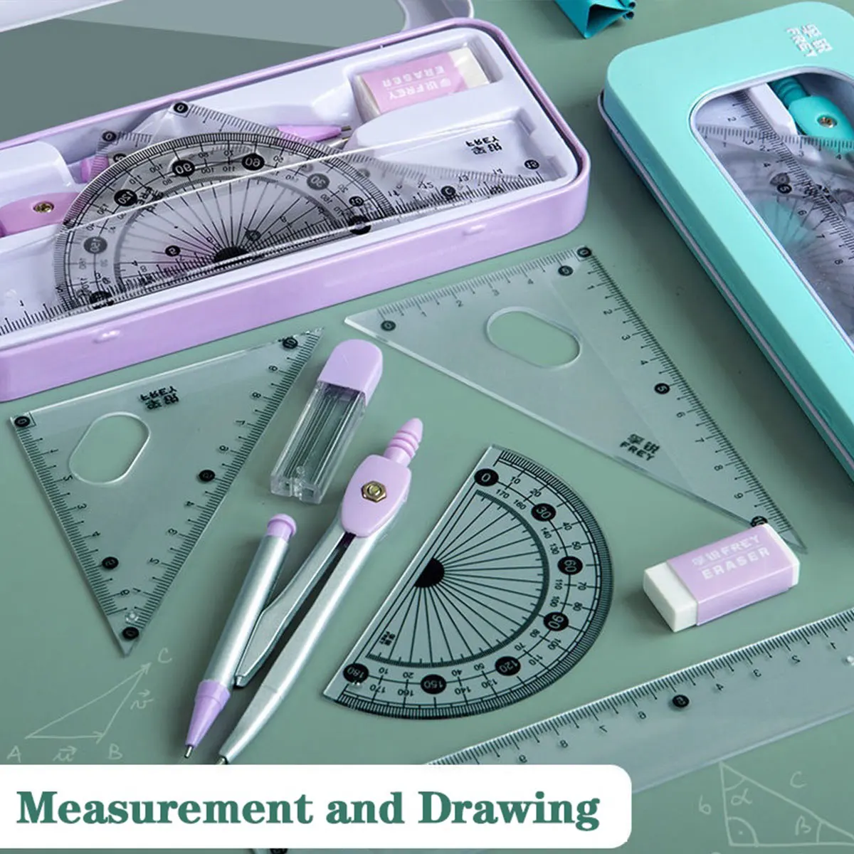Drafting Set Mathematical Rulers Set Drawing Tool Set 7 Pcs/Set Mathematical Rulers Set Professional Compass Ruler Multi-function Drawing Tools Students Stationery