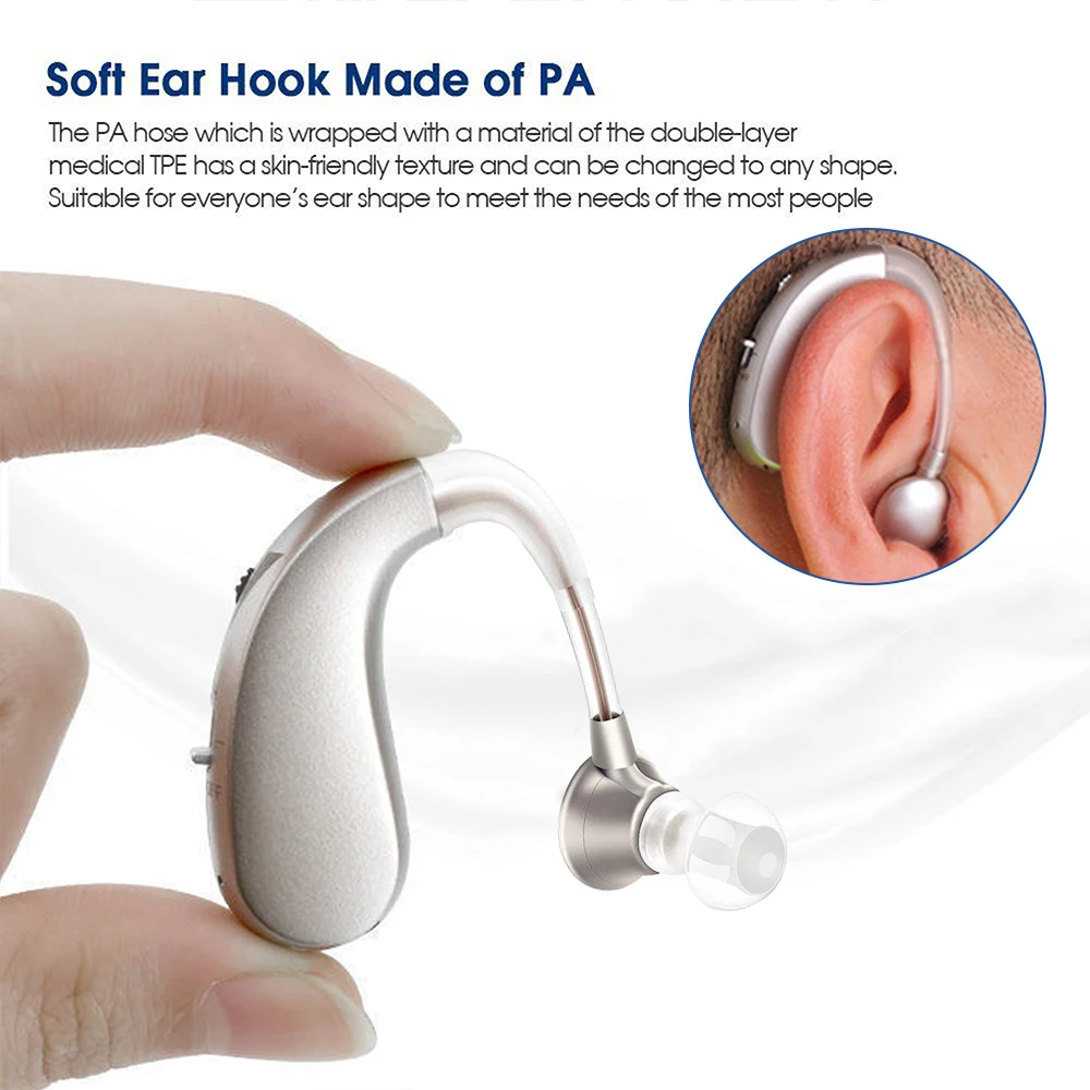 2025 Rechargeable Hearing Aid Adjustable Tone Sound Amplifier Portable Deaf Elderly digital BTE Hearing Aids hearing aid