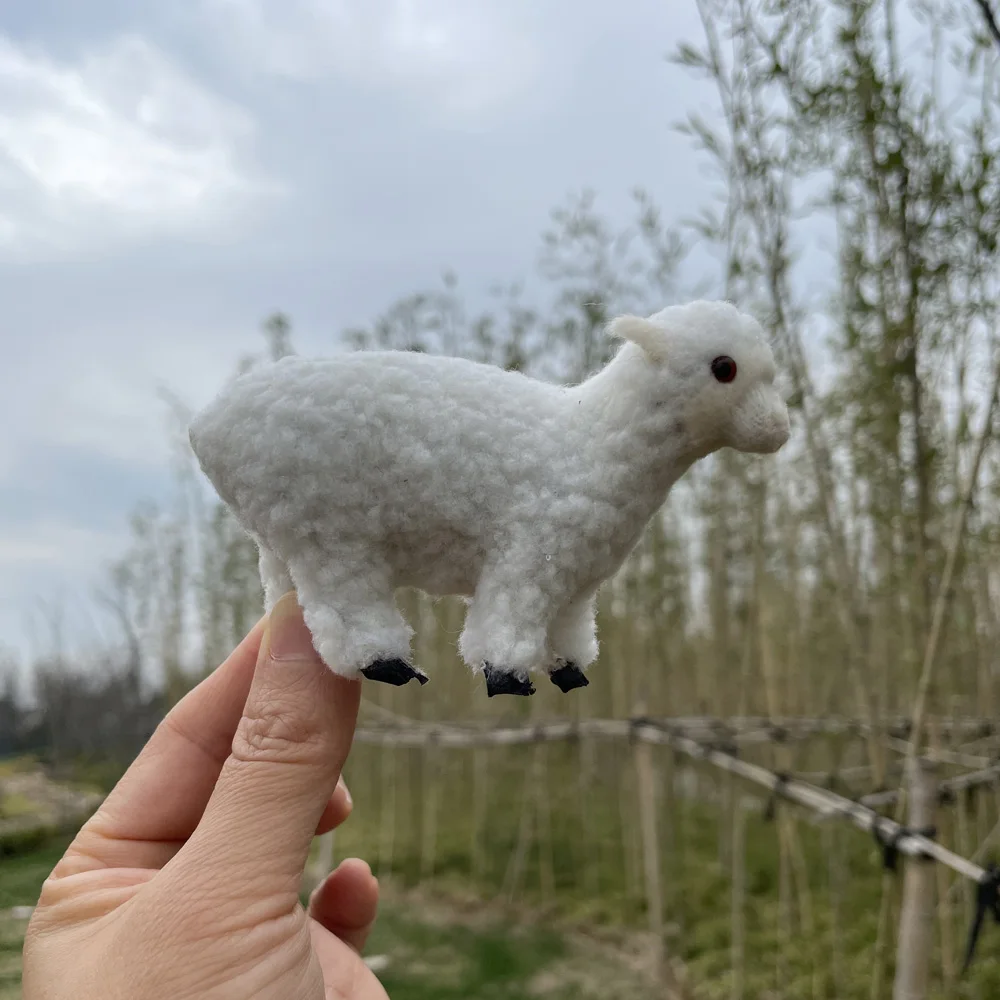 Description Picture 5 of itemRealistic white lamb taxidermy 11cm height sheep handmade figurines & miniatures for Christmas farm decoration