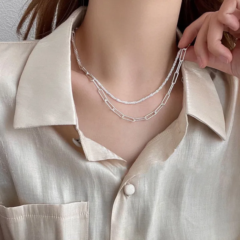 Vintage Gold Color Thin Chain Necklace for Women White Square Pendant  Concise Elegant Necklace 2022 Trend Fashion Jewelry