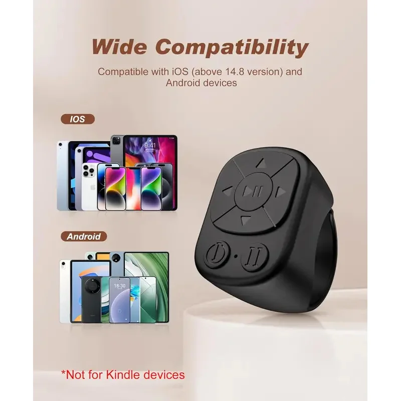 리모컨은 아이폰, 아이패드에 적합하며 블루투스 페이지 넘김 링 롤러, 카메라 리모컨 기능 모두 호환됩니다.