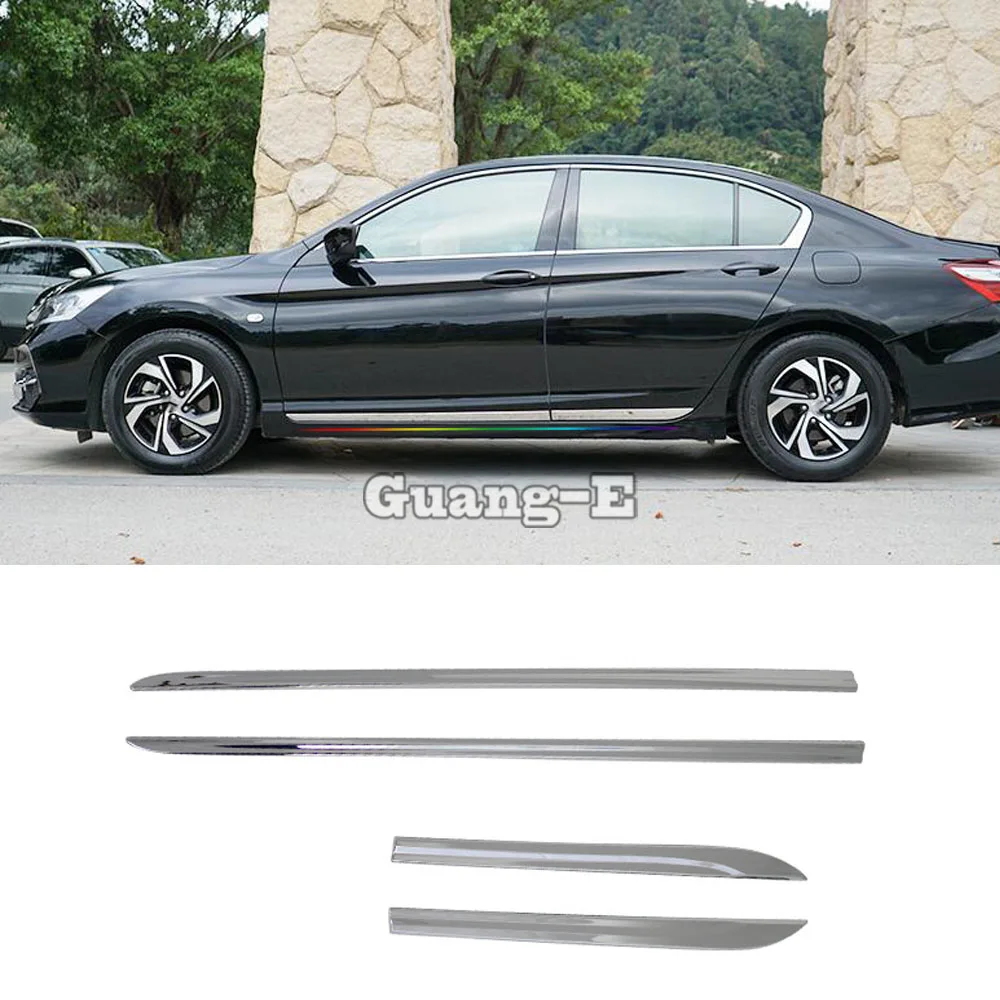 

For Honda Accord Sedan 9th 2014 2015 2016 2017 Car Side Door Body Trim Stick Strip Molding Stream Panel Bumper Frame Lamp 4pcs