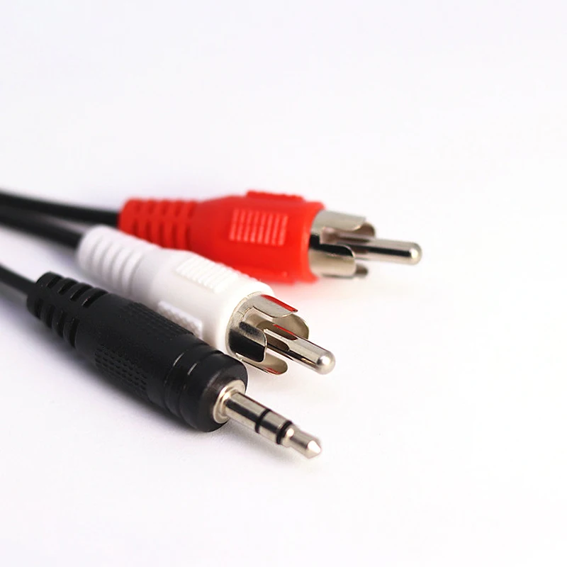 ecabo 10033 stereo-kabel 3,5 mm jack op 2 x RCA-stekker RCA (rood/wit) naar 3,5 mm jack plug - Y-kabel - voor hifi, stereo-installaties, ontvanger, audioapparaten, 0,50 m, zwart