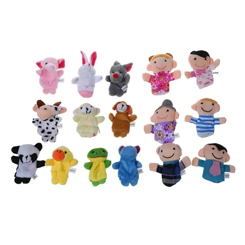 16X Story Finger Puppets 10 Animals 6 People Family Members Educational Toy Gift 