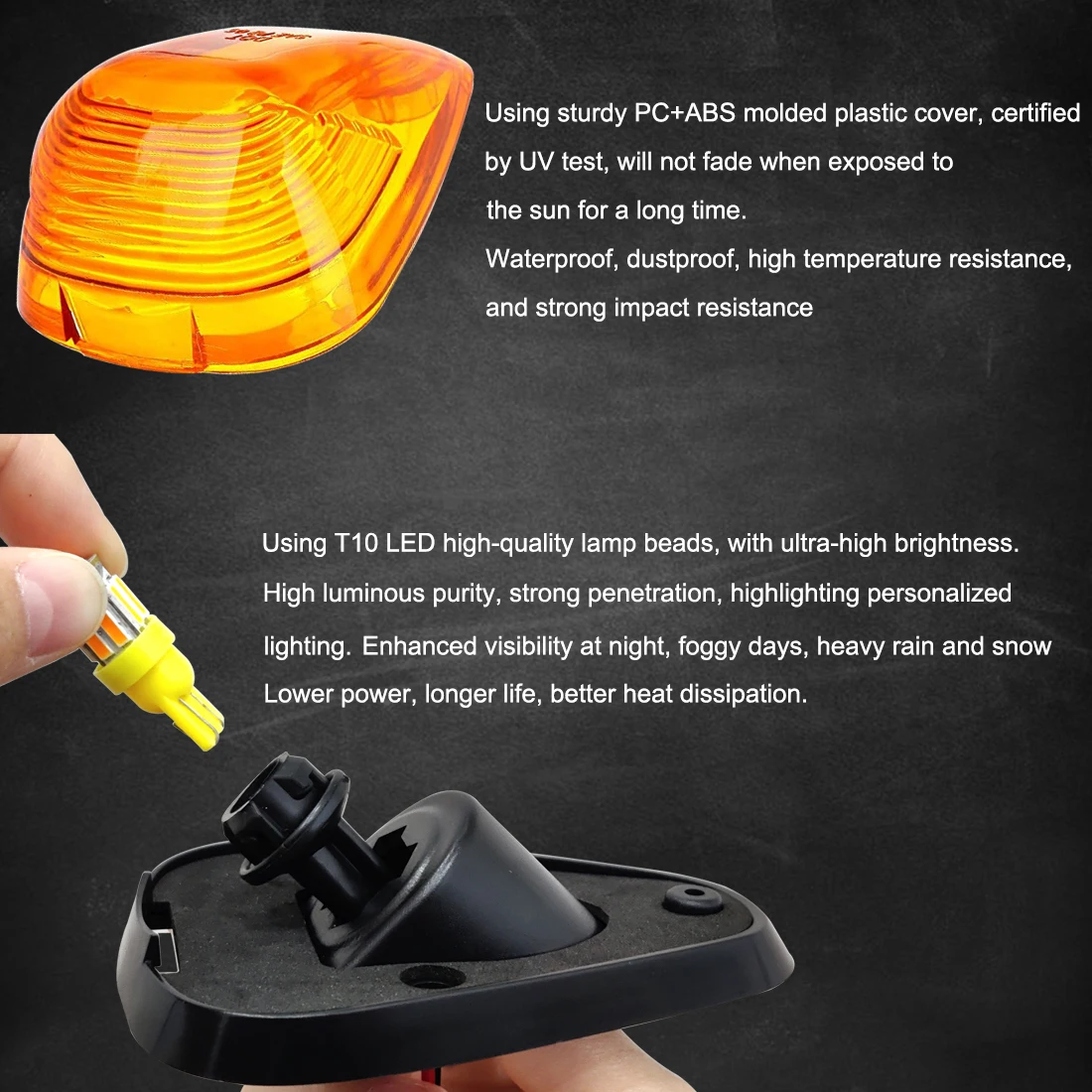 thumbnail image 2 of 5pcs Amber LED Cab Roof Clearance Marker Lights 12V For 1999-2016 Ford F150 F250 F350 F450 F550 Super Duty Pickup Truck 2 of 13