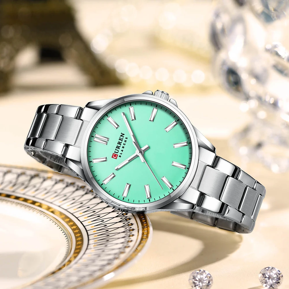 de Aço Inoxidável Relógios de pulso de quartzo simples para mulheres