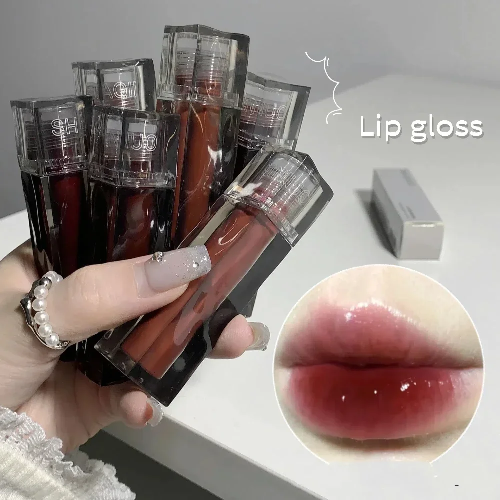 6 Colors Lip Gloss Waterproof Mirror Jelly Lip Glaze Water-light Long Lasting Moisturising Glossy Red Tint Lips Makeup Cosmetics
