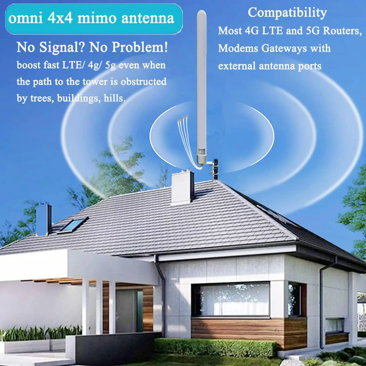 전방향 4x4 MIMO 안테나 5G 600-6000MHz T-Mobile 홈 인터넷 5G/4G/LTE/WiFi 아웃도어 셀룰러 안테나