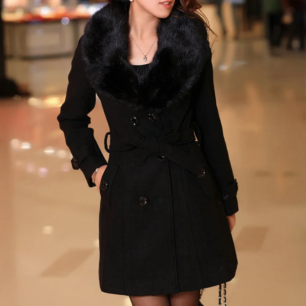2024 Women's Jackets Winter Female Coats Casual Oversize Outwears Slim Faux Fur Wool Jacket Double Breasted Solid White Coat