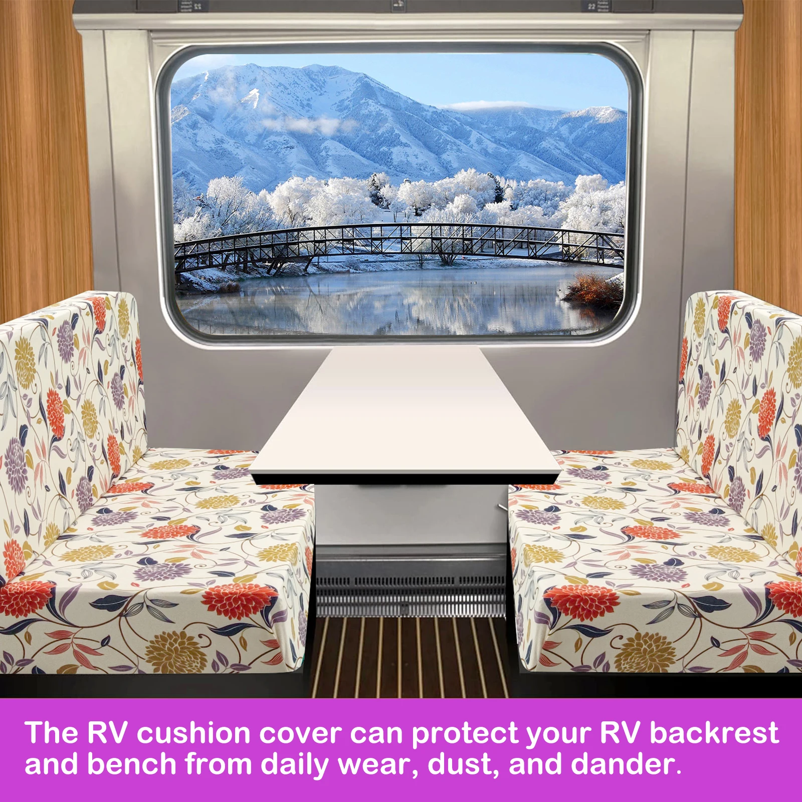 Stretch Printed RV Dinette Couch Cushion Covers Sofa Seat Cover Protector Slipcovers with Elastic Bottom for RV Camper Car Bench 3