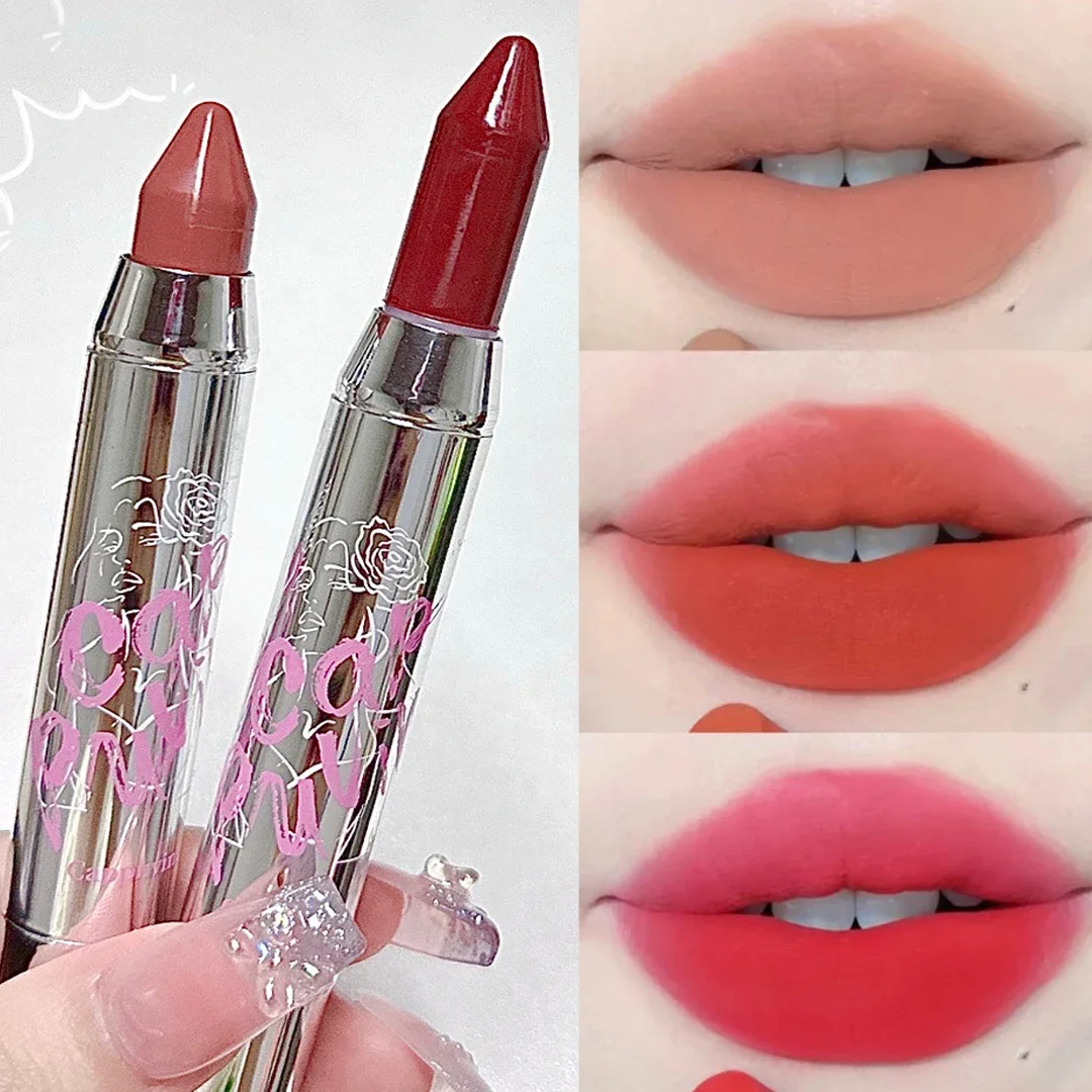 Nude Lipstick Pen Waterproof Lasting Mirror Red Brown Lip Stick Velvet Matte Jelly Crayon Lips Liner Makeup Cosmetics 6 Colors
