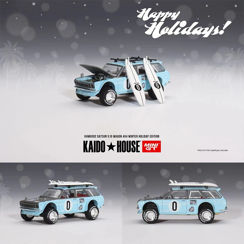 

MINIGT In Stock 1:64 Kaido House 510 Wagon Surf Safari RS Winter Spec Diecast Diorama Car Model Collection Miniature Carros Toys