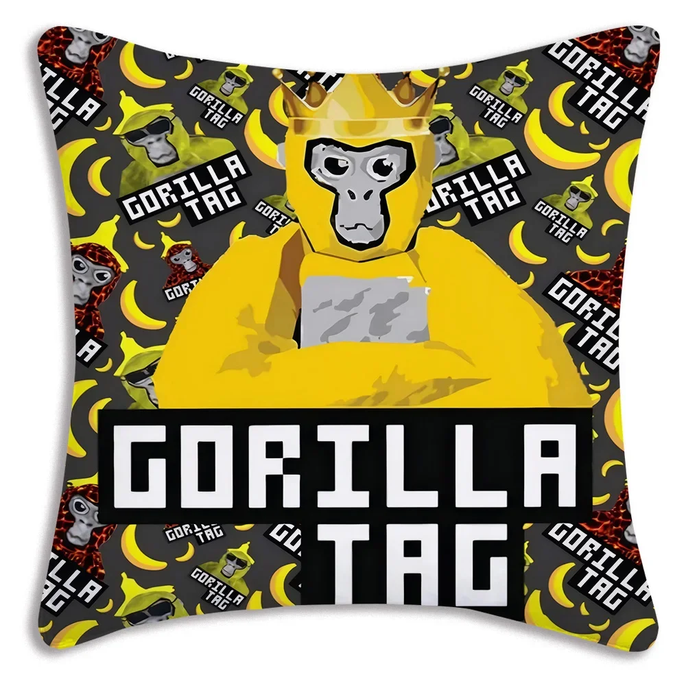 Pillow Covers Cartoon Novelty Cool Gorilla Tag Cartoon Sofa Decorative Home Double-sided Printing Short Plush Cute Cushion Cover