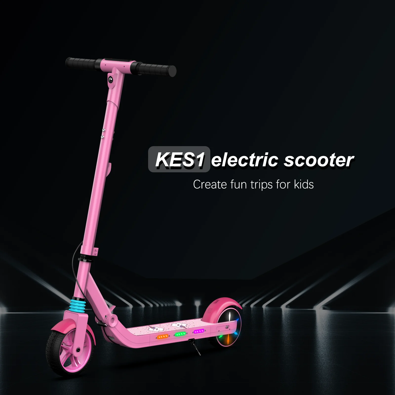 AOVOPROKES1SafeKidsElectricScooterwithBluetoothAudioColorfulLightsKidsScooterKids