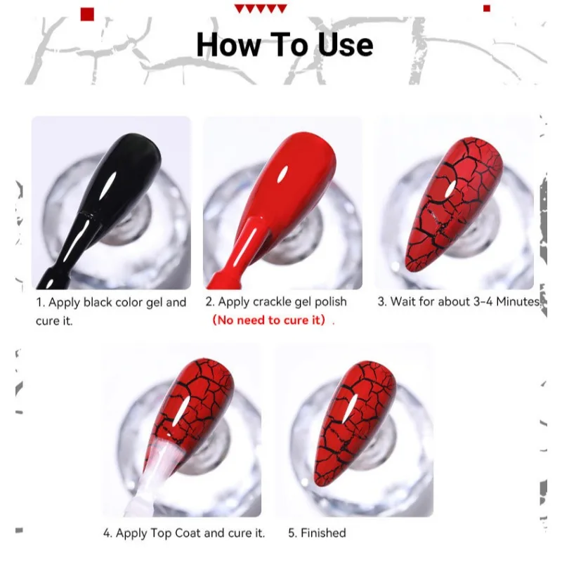 Nail polish nail art tools 7ml Crackle Gel Nail Polish cracking nail gel quick dry tool varnishes hybrid semi permanent soak off base top coat magnet