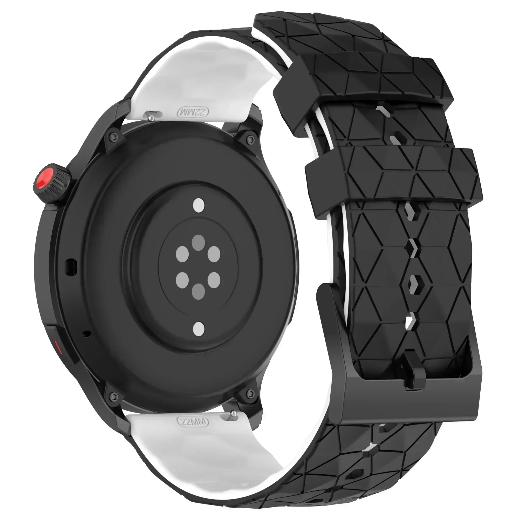 Premium 22mm Silicone Breathable Watch Strap in Black
