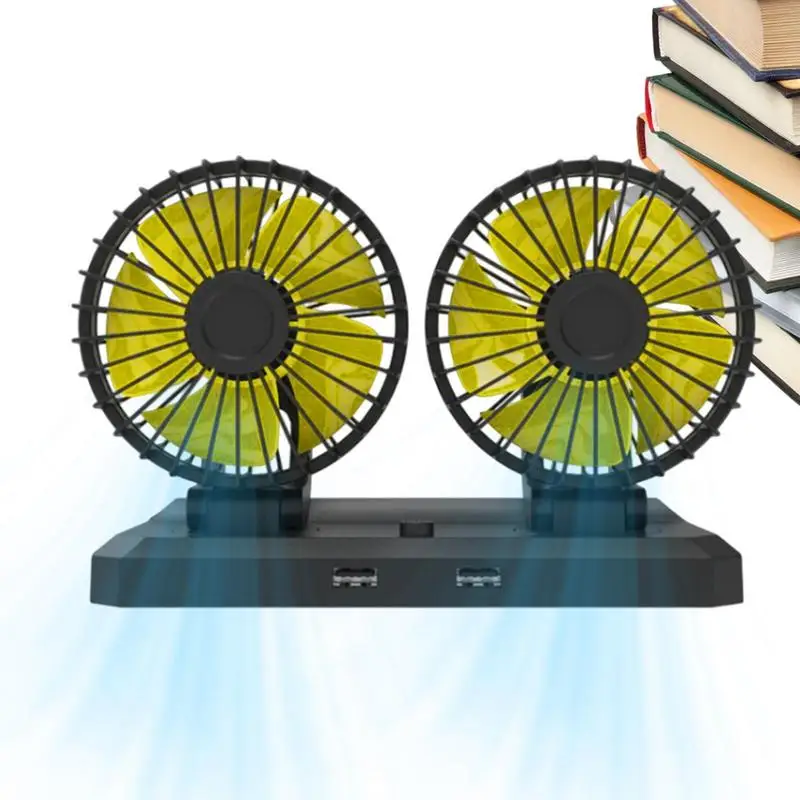 

Electric Car Cooling Fan USB Fan Dual Head Fan 360 Rotating Automatic Desk Fan Wind Desk Fan For Dashboard SUV RV Truck Sedan