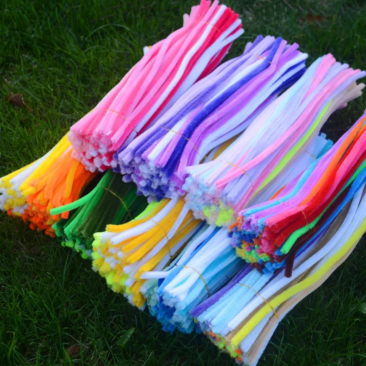 0.6x30cm of Mixed colors thick Creative Plush Chenille Sticks velvelt flowers plants Stem Pipe Cleaner decorative party decor