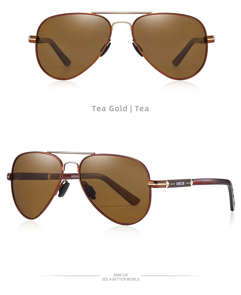 Barcur polarisierte herren sonnenbrille pilot sonnenbrille für männer zubehör fahren angeln, wandern brillen oculos gafas de sol – Detail 24
