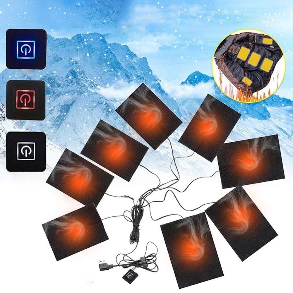 전기 온열 재킷 난방 패드, 3 단계 USB 전기 천 히터 패드, 야외 따뜻한 겨울 난방 조끼 패드, 스키용