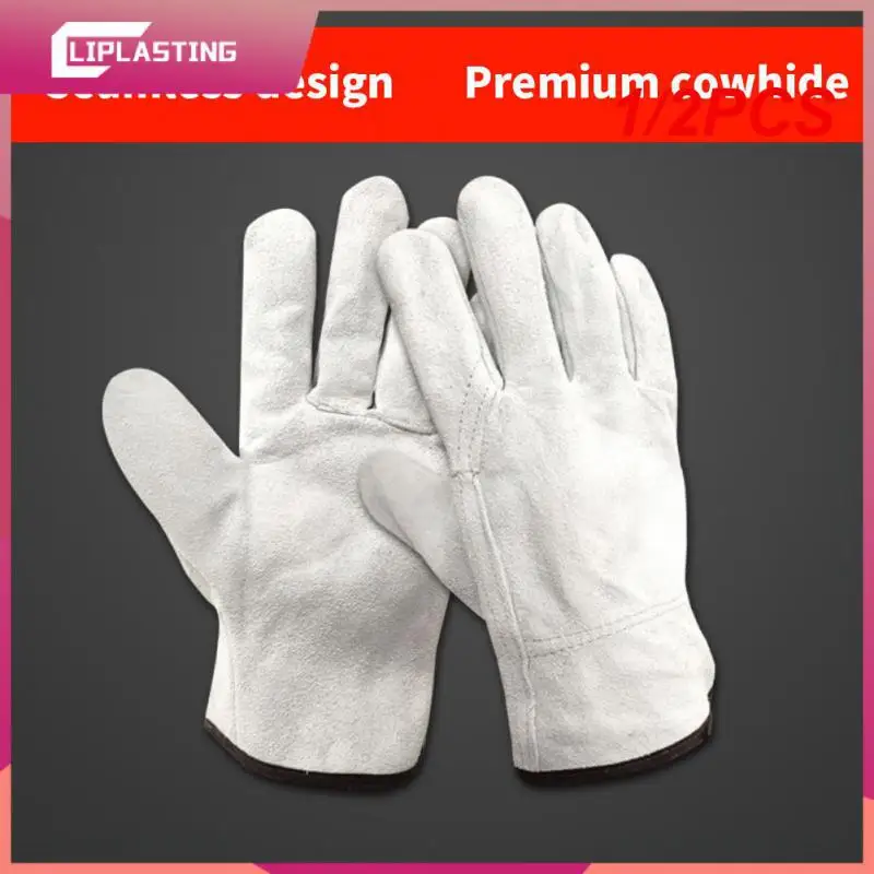 

1/2PCS HOTFireproof Durable Cow Leather Welder Gloves Wear-resistant Anti-Heat Work Safety Gloves For Welding Metal Hand Tools