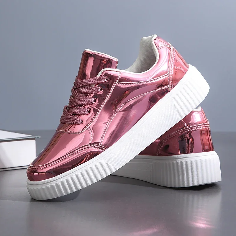 Women Over Size 36-44 Sport Shoes Gold Female Athletic Training Sneakers Flat Comfortable Girls Outdoor City Walking Shoes