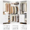 Closet System with 6 Drawers, 4 Hanging Rods & Corner Tower, Corner Closet System with Hanging, 92.6" L-Shaped Walk-In Wardrobe 1