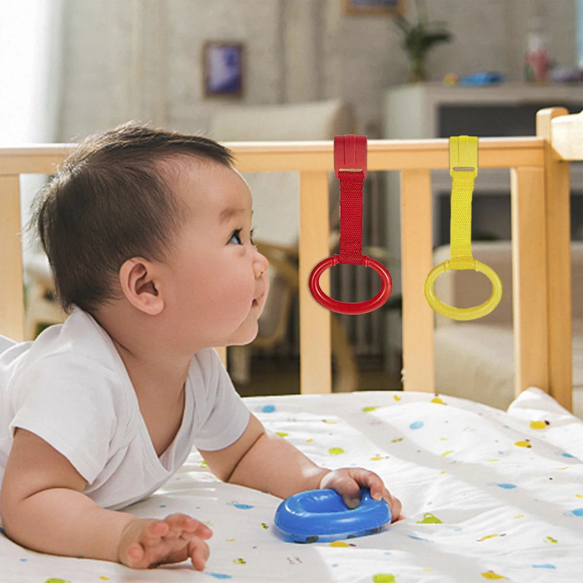 4pcs Baby Crib Pull Rings for Walking Training Baby Stand up Ring Protection Ergonomic Baby Cot Rings Walking Assistant Rings