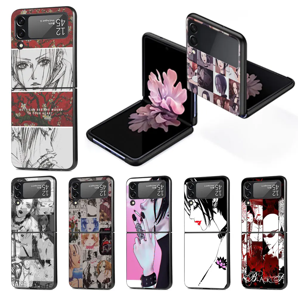 Nana Anime Na Na Girl Funda Per Samsung Galaxy Z Flip 3 4 5G Custodia Rigida Per Pc Zflip3 Zflip4 Cover Pieghevole Nera Flip4 Flip3