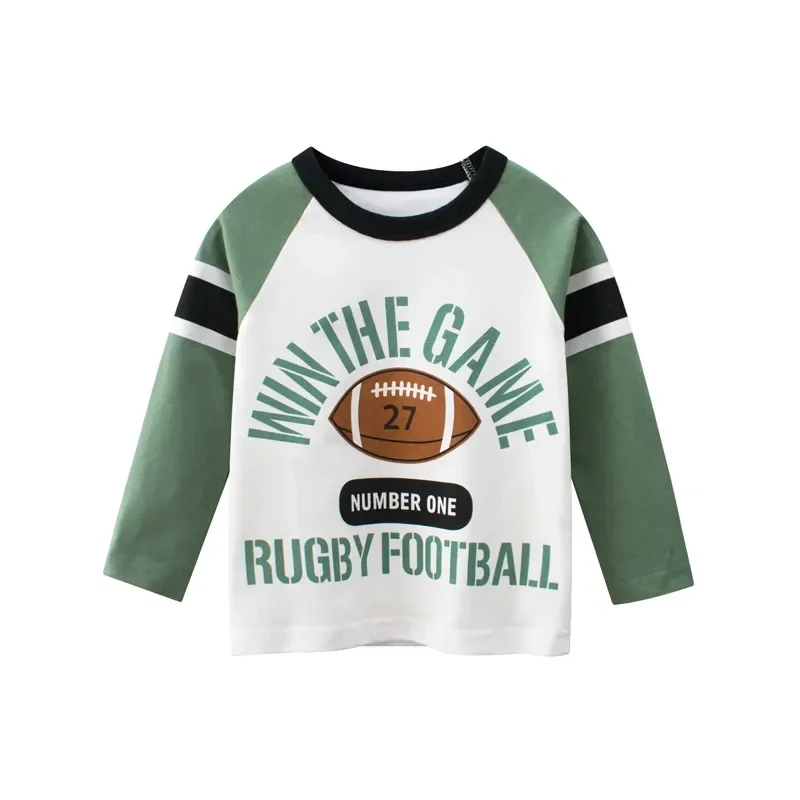Children T Shirt Children's Clothing Autumn Boys Bottoming Shirt Letters Rugby Print Cotton Kids T-shirt Baby Long Sleeve Tops Tees