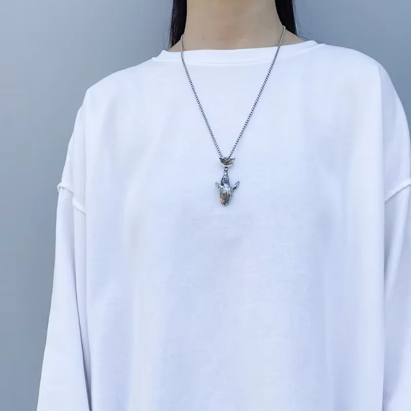 Vintage Blauwal Anhänger Halskette Männer Frauen Hip Hop Rock Beliebte Halskette Wal Tier Paar Schmuck Geschenk – Detail 6