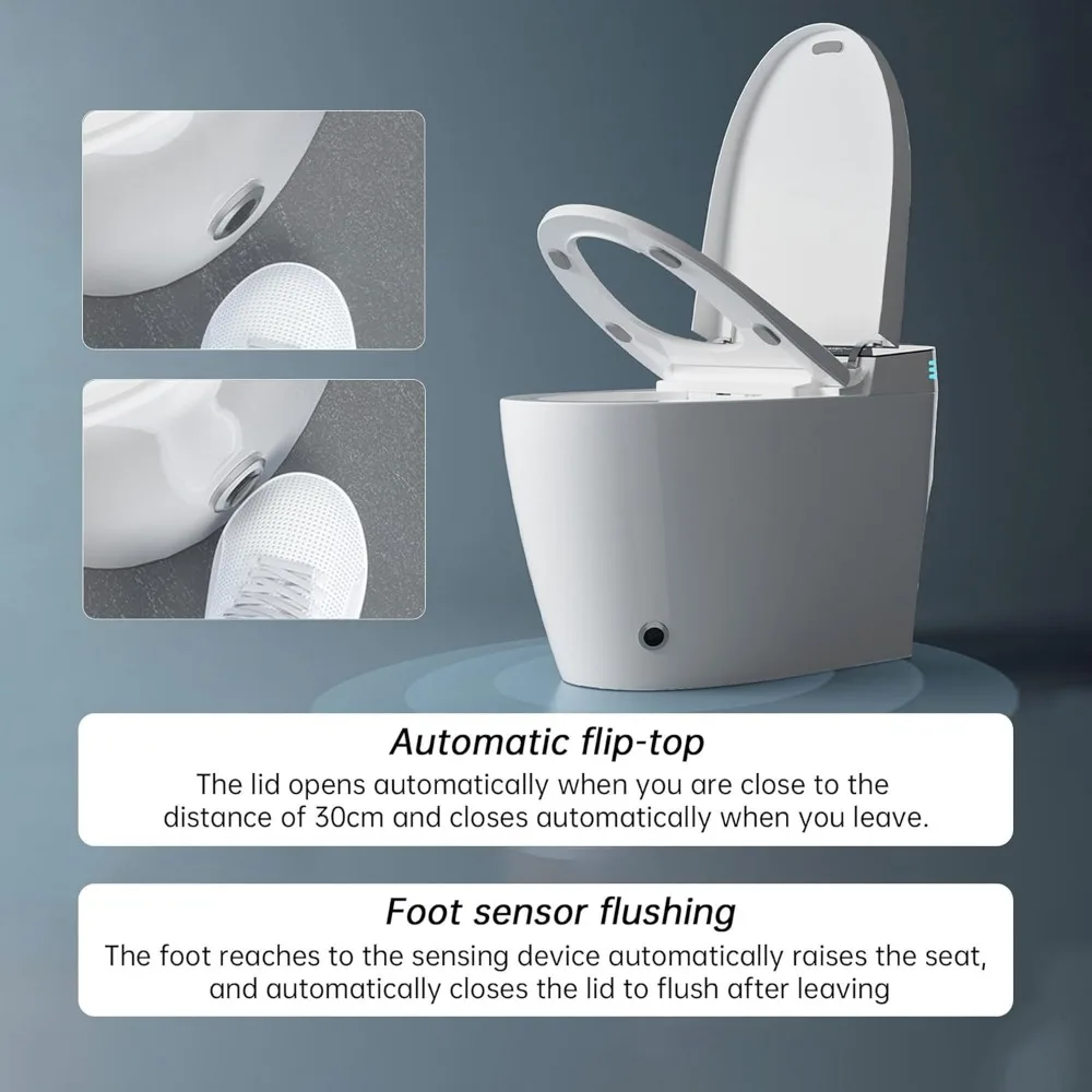 Smart Toilet for Bathrooms, Smart Bidet Auto Open/Close Lid, with Bidet Built in,Auto Dual Flush, Heated Toilet Seat 4