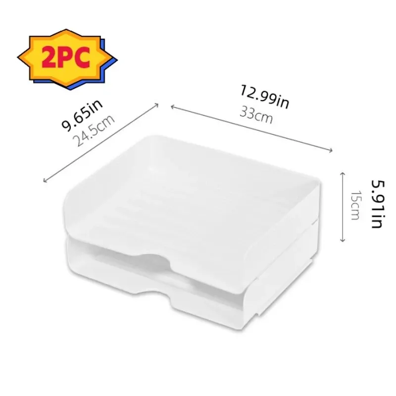 Storage Box 2PC Multi-use Simple Style Sturdy Stackable Desktop File Document Tray Organizer Horizontal A4 Size