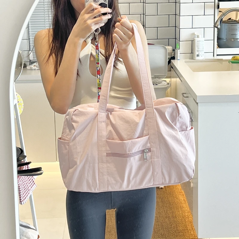 Spring New Lightweight Nylon Handbag Casual and Simple Sports Travel Bag Practical Large Capacity Tote Bag