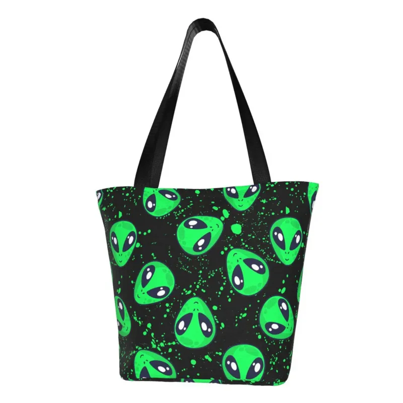 

Милые милые сумки-тоуты для покупок с инопланетянинами, переработанные Мультяшные холщовые сумки для продуктов, сумка для покупок через плечо