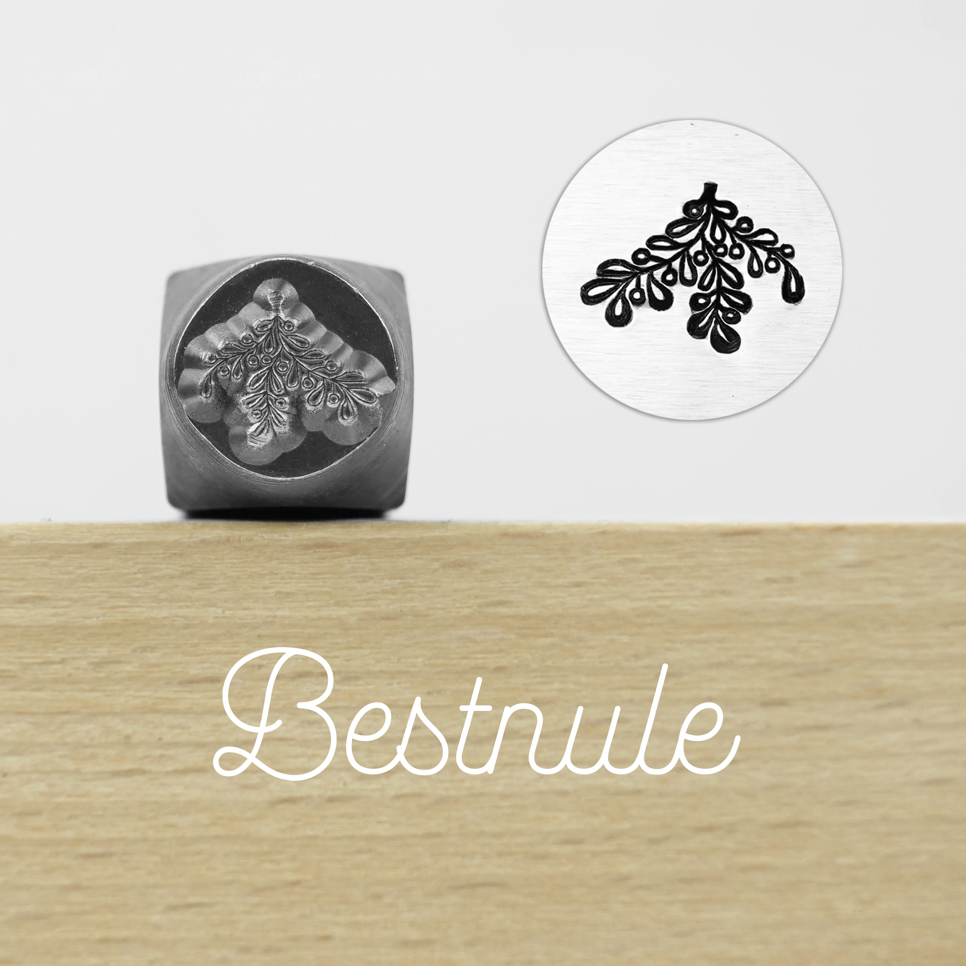 Metal Stamping Jewelry Making Supplies Berry Branch / Mistletoe Metal