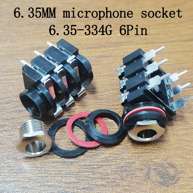 2–10 Stück 6-poliger 6,35-mm-Audio-Klinkenstecker, Panel-Mount-Stecker, 6,35–334 G, für den Anschluss von Mikrofon- und Audiogeräten