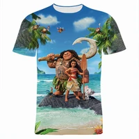 Disney Princess Moana Cartoon Anime Summer Short Sleeve 3D Printing T-Shirt Kids Clothes Girls Casual Tops Adults Men's T Shirt 1