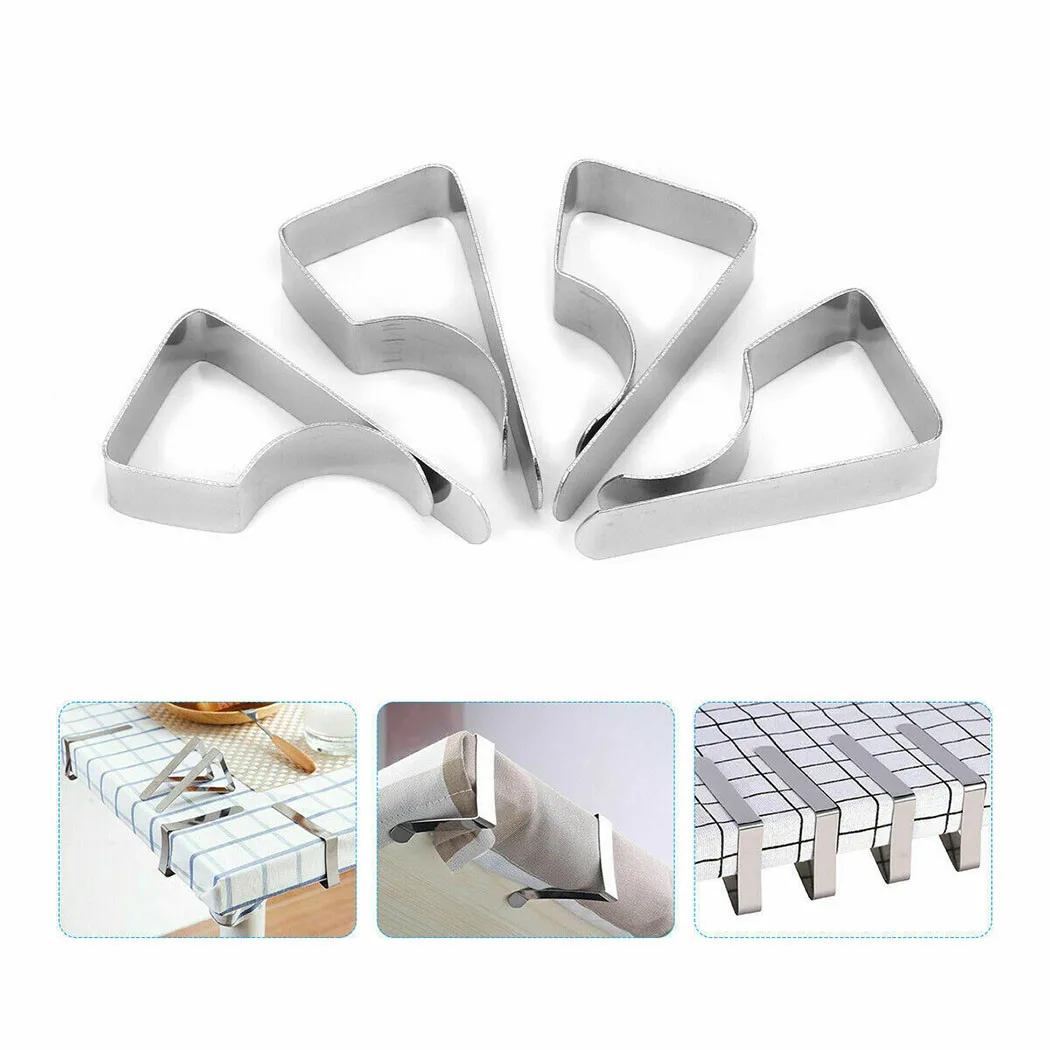 8pcs Stainless Steel Anti-Slip Tablecloth Camps Non-slip Securing Holder Wedding Camping Promenade Table Cloth Cover Fix Clips