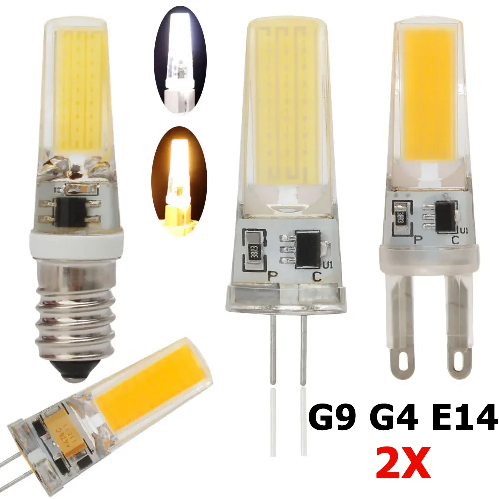 

Приглушаемая мини-лампа G4, G9, E14, 7 Вт, COB, 220 SMD, 12 В постоянного тока, В переменного тока, замена 50 Вт, галогенный осветительный прибор, 2 шт.