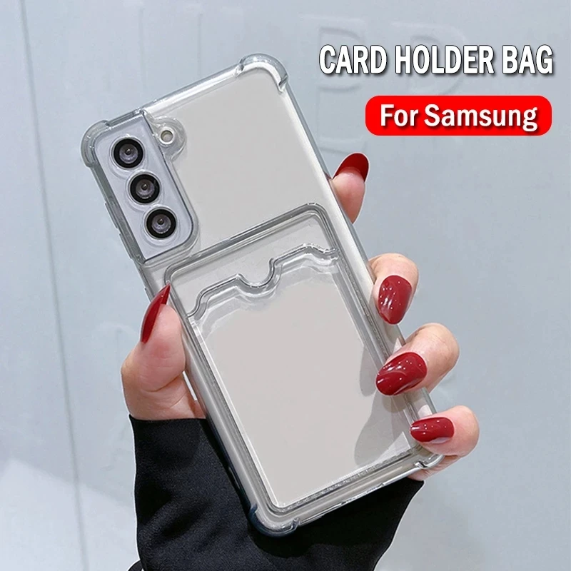 Wallet Clear Cases For Samsung S22 S21 S20 Plus FE Ultra S10E S10 Plus Card Holder Cover For Galaxy Note 20 20 Ultra 10 10